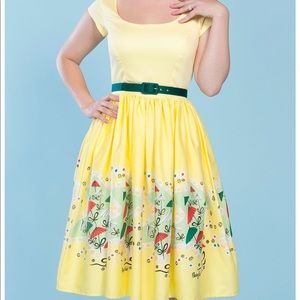 (Used) L Pinup Couture Mary Blair Aurora Yellow Umbrella Dress (no belt)